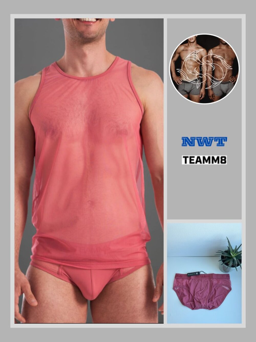 Teamm8 - Score Sheer Tank and Brief Set - Baroque Rose Pink (M) - PRICE FIRM